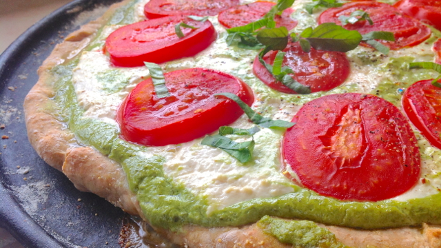 Basil Pesto Ricotta Cheese Pizza