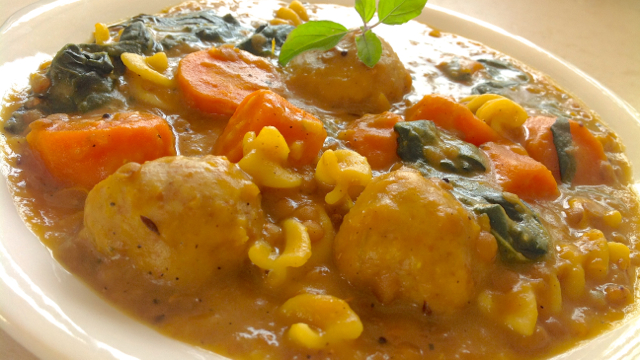 Chunky Vegetable Dahl Stew with Whole Wheat Dumplings