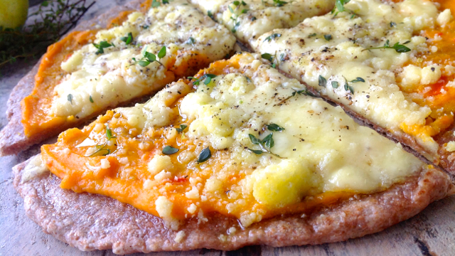 Gourmet Pizza with a Creamed Sweet Potato and Carrot Sauce