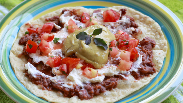 Homemade Mexican Bean Tostada