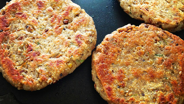 Lentils and Soaked Corn Burger Patties
