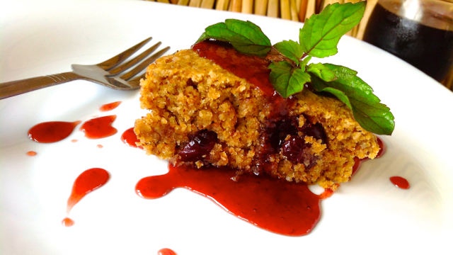 Moist Oatmeal Breakfast Cake served with Homemade Roselle (Jamaica) Jam