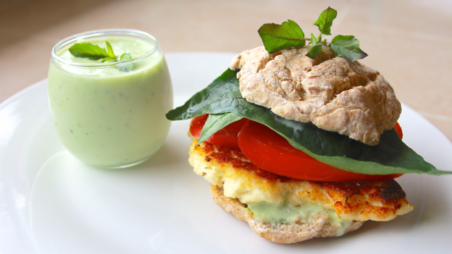 Paneer Lettuce and Tomato Sandwich with Sweet Basil Mayonnaise