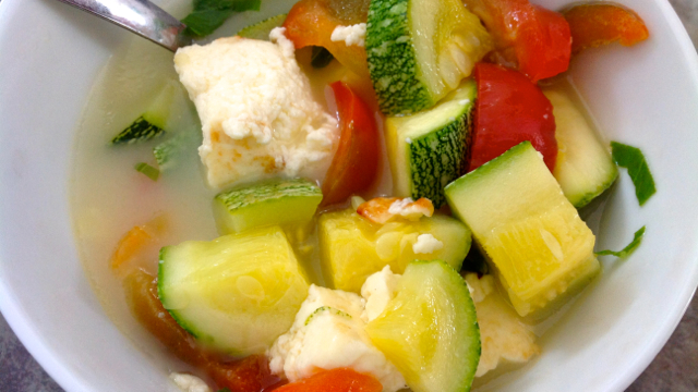 Sweet and Sour Paneer Vegetable Soup