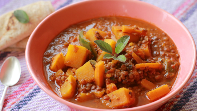 Sweet Potato and Pasilla Chile Dal